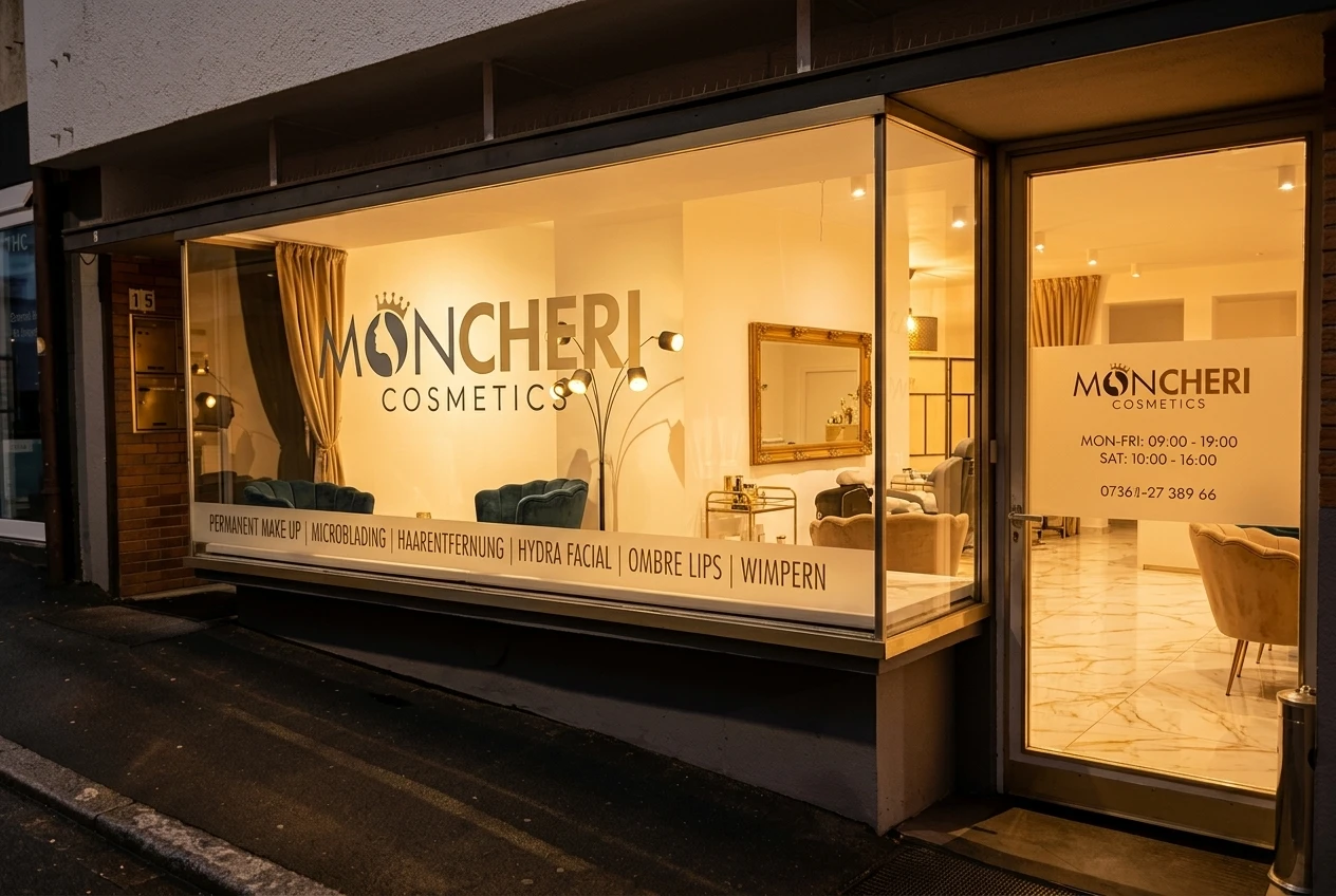 MONCHERI Cosmetics Logo & Schaufenster-Design